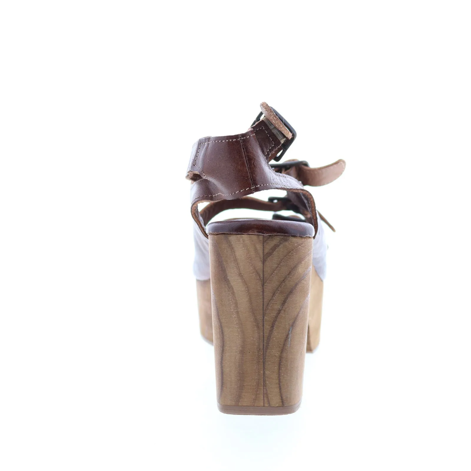 Bed Stu Jordyn F377005 Womens Brown Leather Hook & Loop Strap Heels Shoes