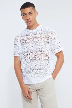 Oversized Lace T-shirt | boohooMAN UK